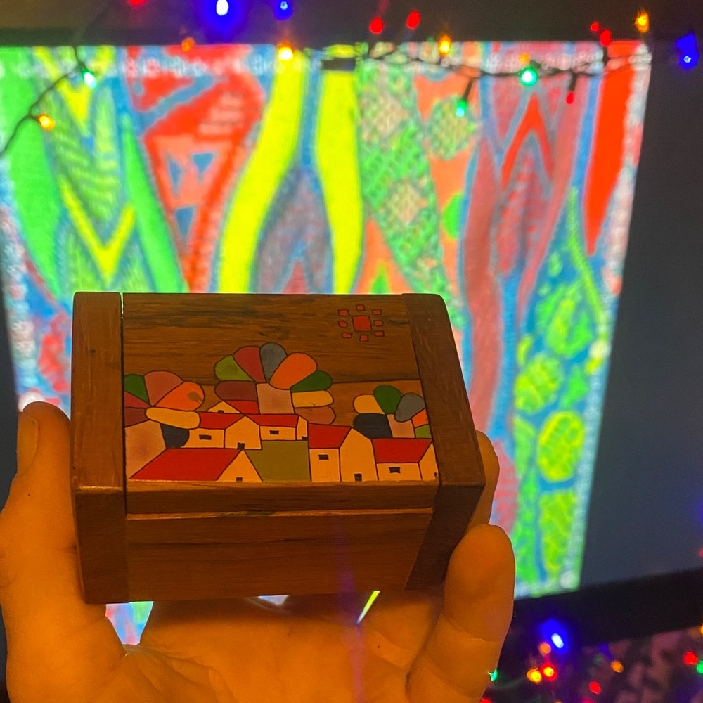 Small brown wooden box